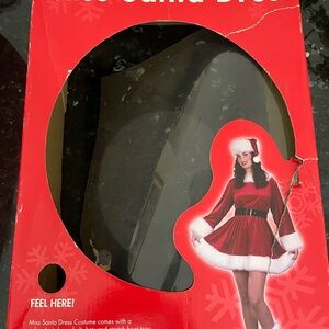 Red Miss Santa Dress comes with a rich velvet dress hat, stretch boot tops.